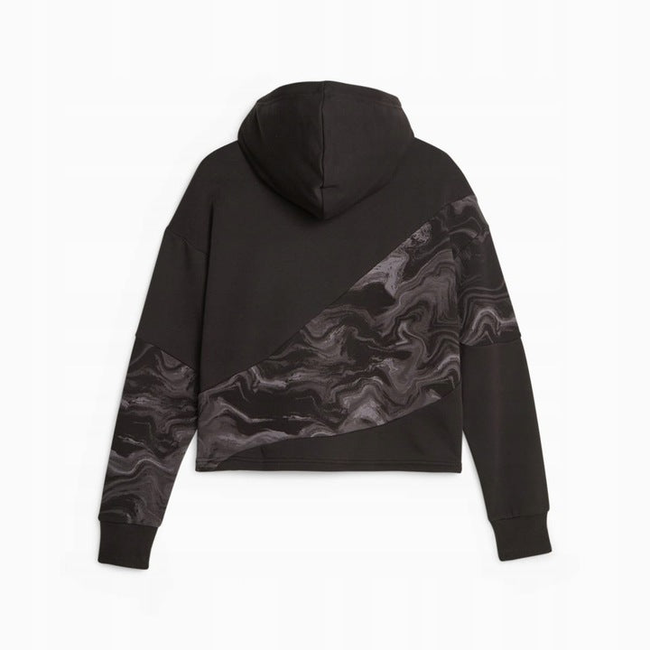 Puma Czarna Bluza Damska z Kapturem Krótka Przez Głowę Hoodie
