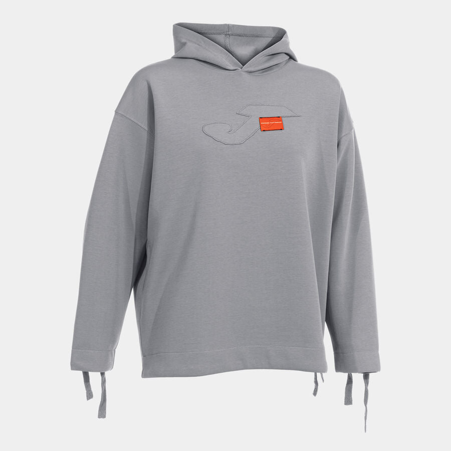 Joma Szara Bluza Damska Sportowa z Kapturem Przez Głowę Oversize Luźna