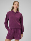 Bluza Damska 4F 4FWSS26TSWSF2178 Dresowa Z Kapturem Fiolet Rozpinana