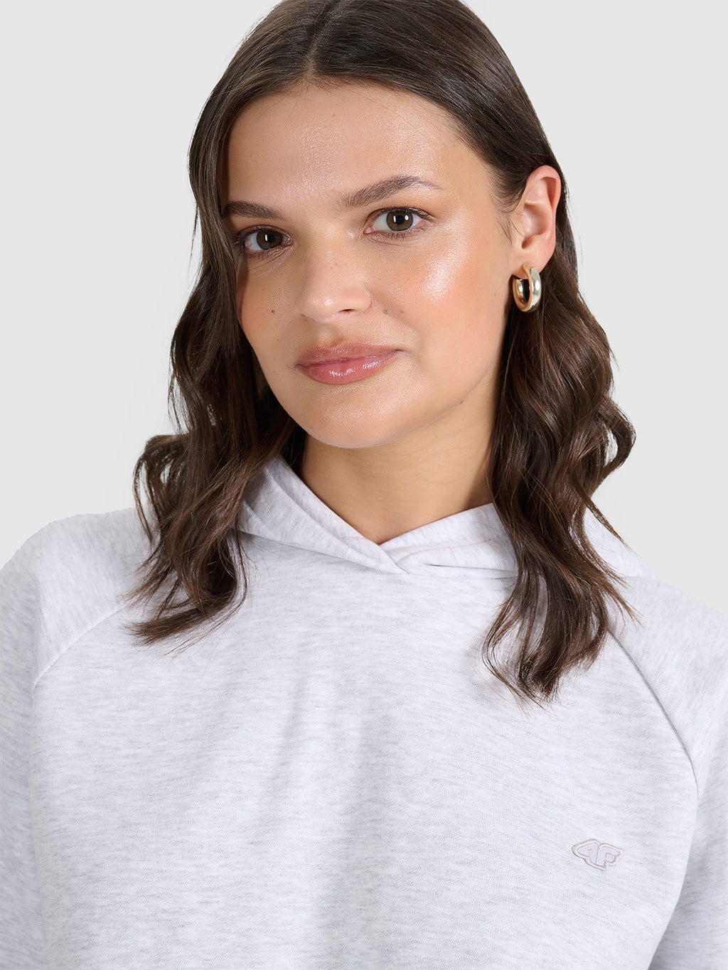 4F Szara Bluza Damska Sportowa z Kapturem Przez Głowę Oversize Unisex