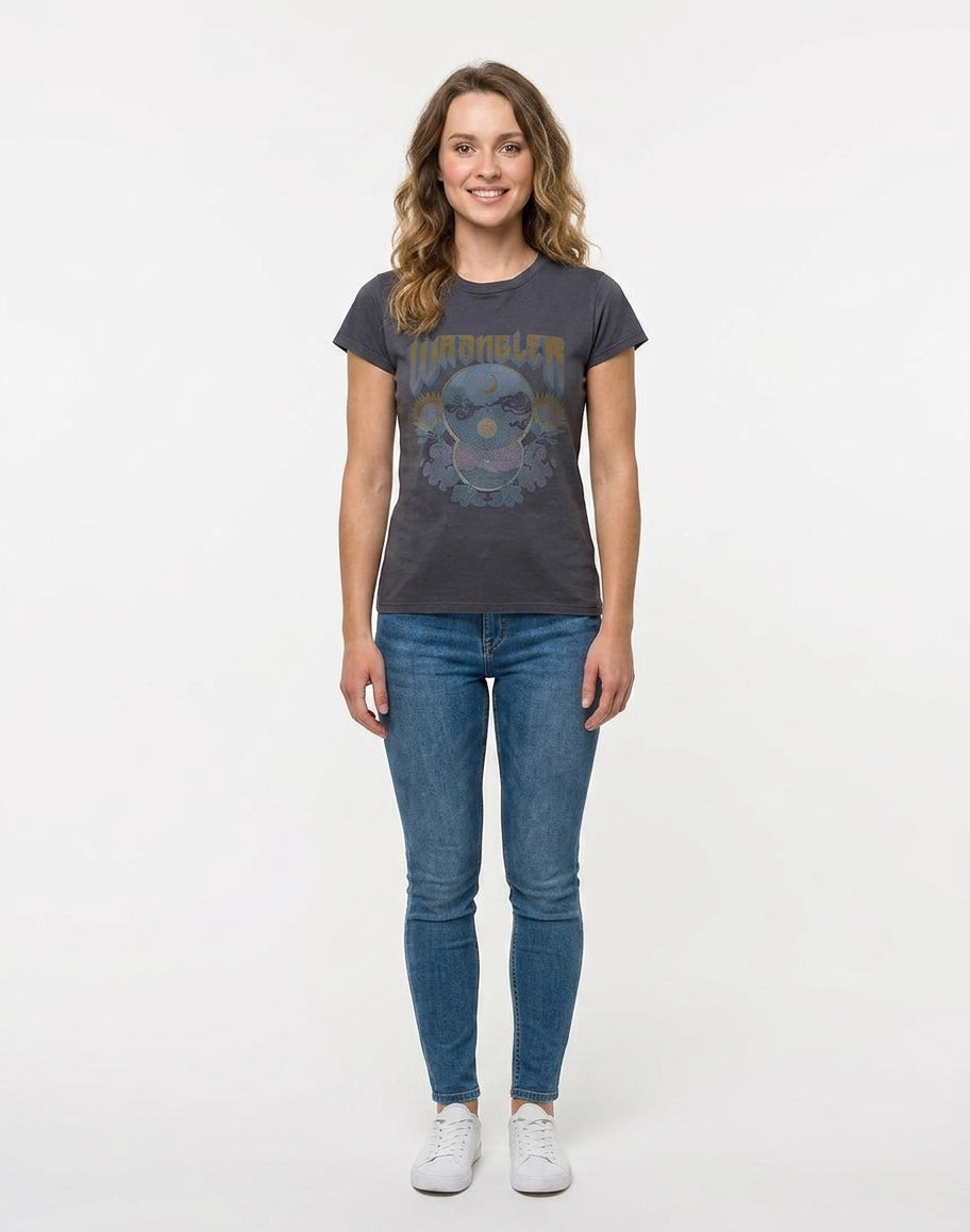 T-shirt Damski Faded Black Bawełniany Krótki Rękaw