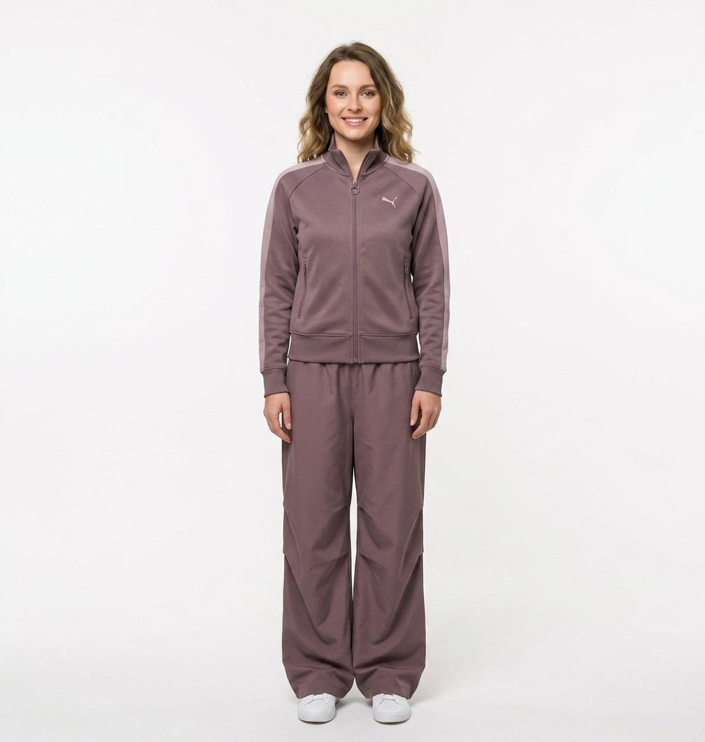 Kurtka Damska Puma T7 Always On Brązowa Fiolet Rozpinana Bluza