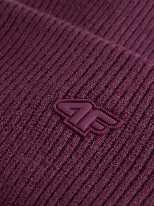 4F Bordowa Czapka Zimowa Naszywka Logo Beanie Ciepła Onesize Unisex