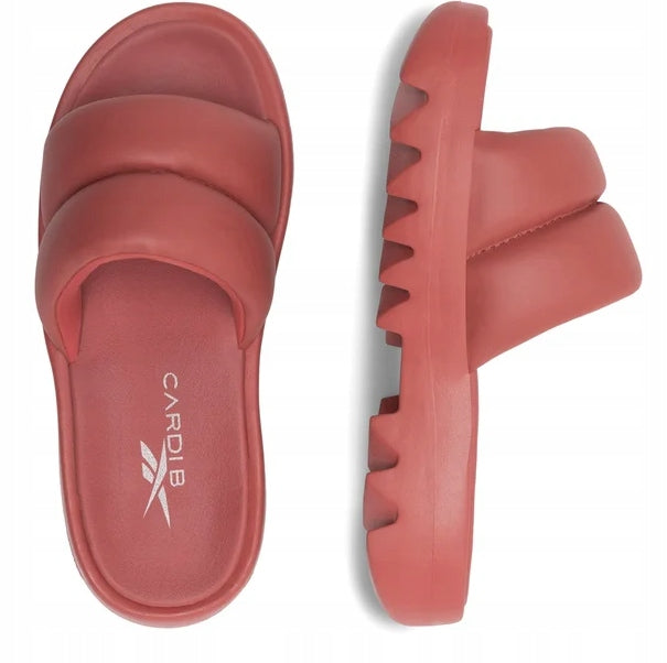 Reebok Klapki Sportowe Czerwone CARDI SLIDE Gruba Podeszwa r.40