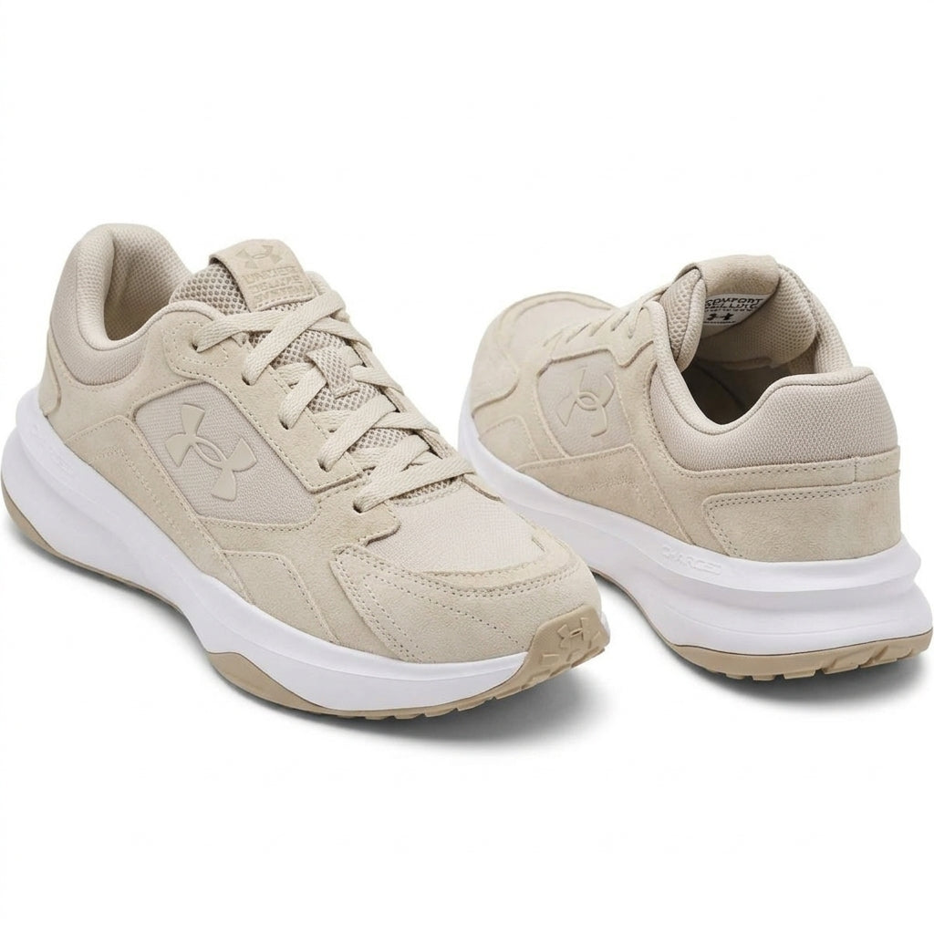 Buty Męskie Under Armour Edge Suede Treningowe Beżowe  Zamszowe