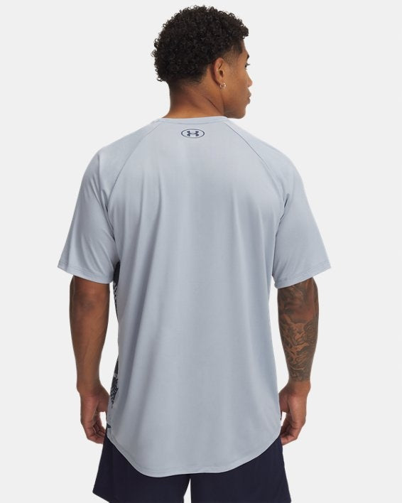 Under Armour Szara Bluzka Męska T-shirt na Krótki Rękaw Sportowy Nadruk