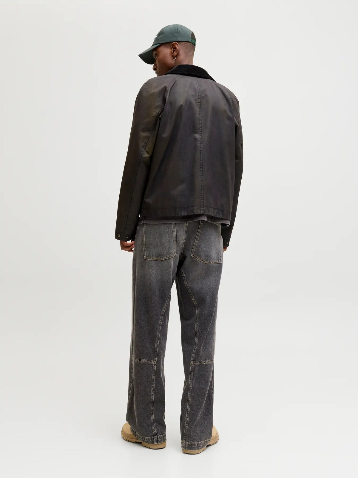 Spodnie Jeans Męskie Jack&Jones Szare Szeroka Nogawka z Przeszyciami SQ