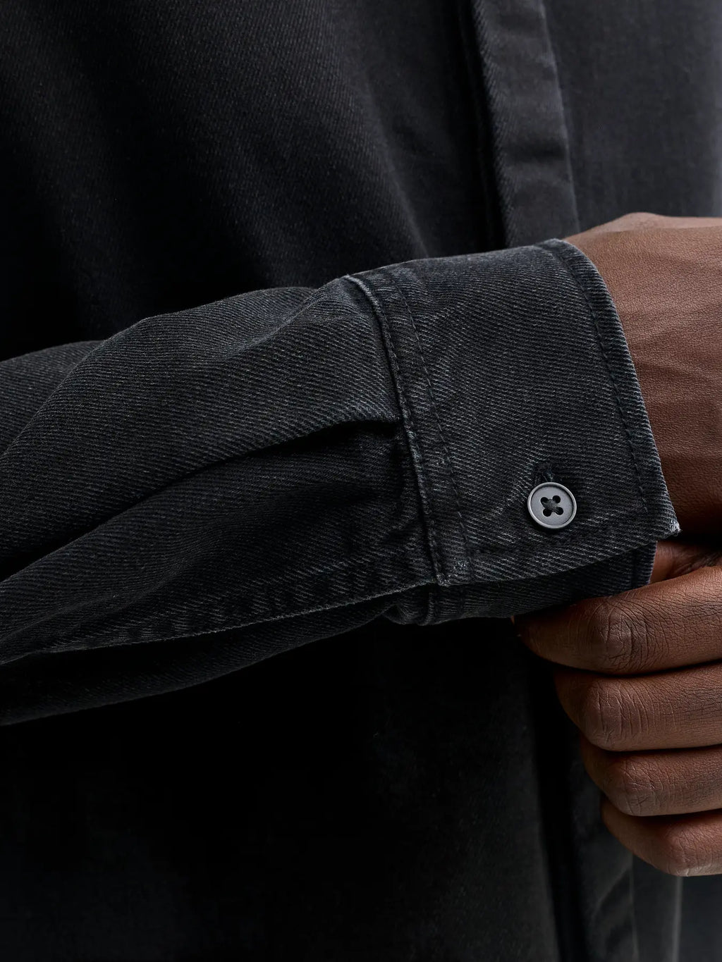 Jack&Jones Gruba Koszula Męska Jeans Czarny Denim Gładka