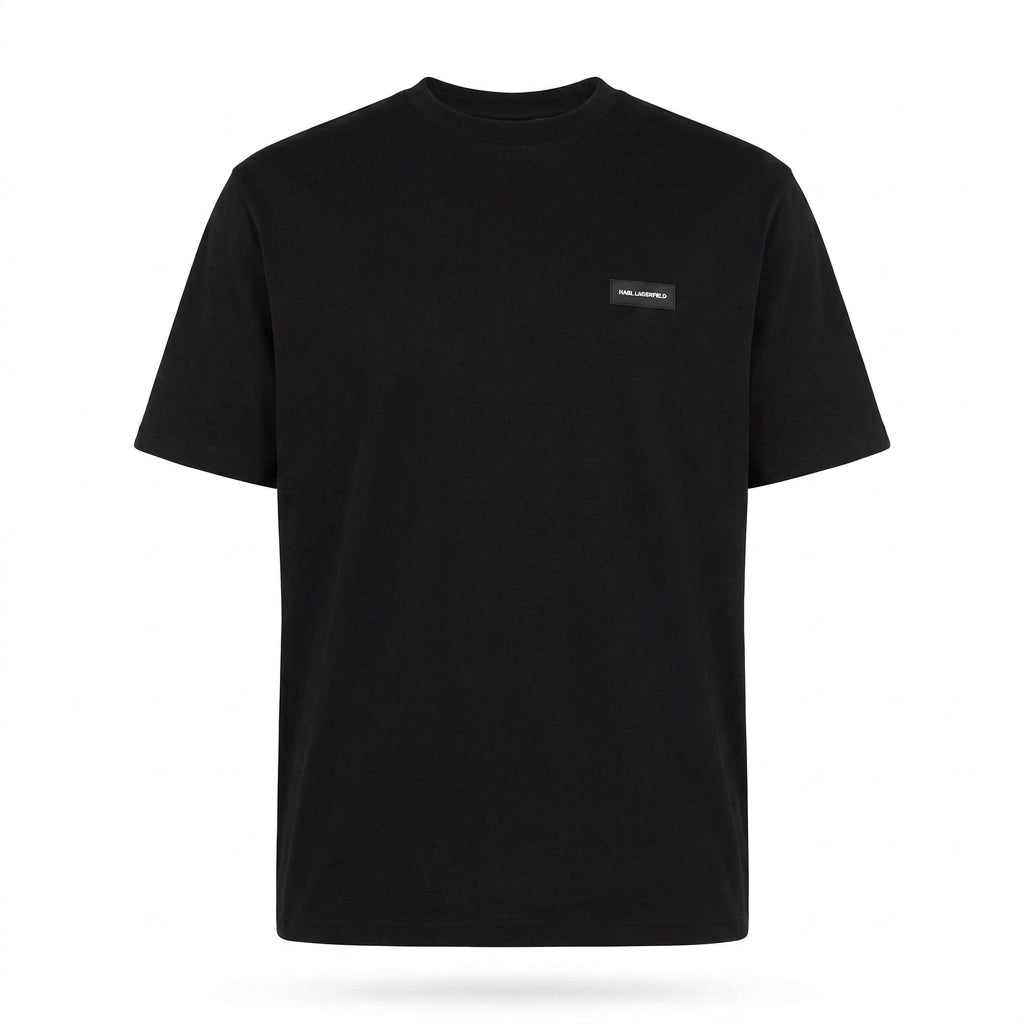 T-shirt Męski Karl Lagerfeld Bawełniany Czarny Okragly Dekolt