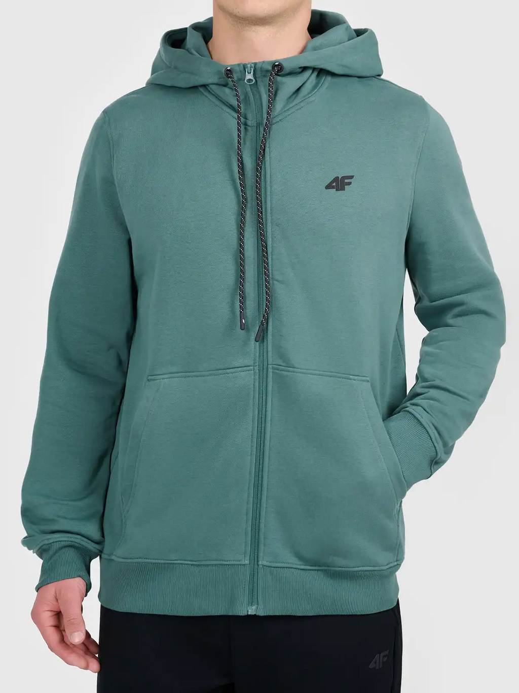 Bluza Męska 4F 4FWAW26TSWSM2737-46S Rozpinana Z Kapturem Zielona