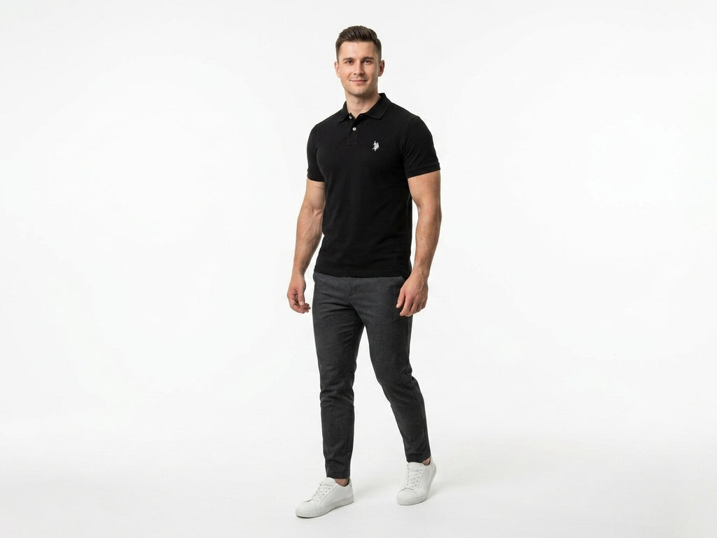 Koszulka U.S. Polo Assn. Męska z Kołnierzykiem Bawłna Dzianina