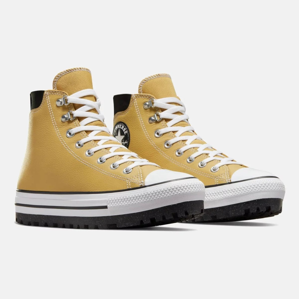 Converse Musztardowe Buty Męskie Sportowe Sneakersy Skórzane na Platformie