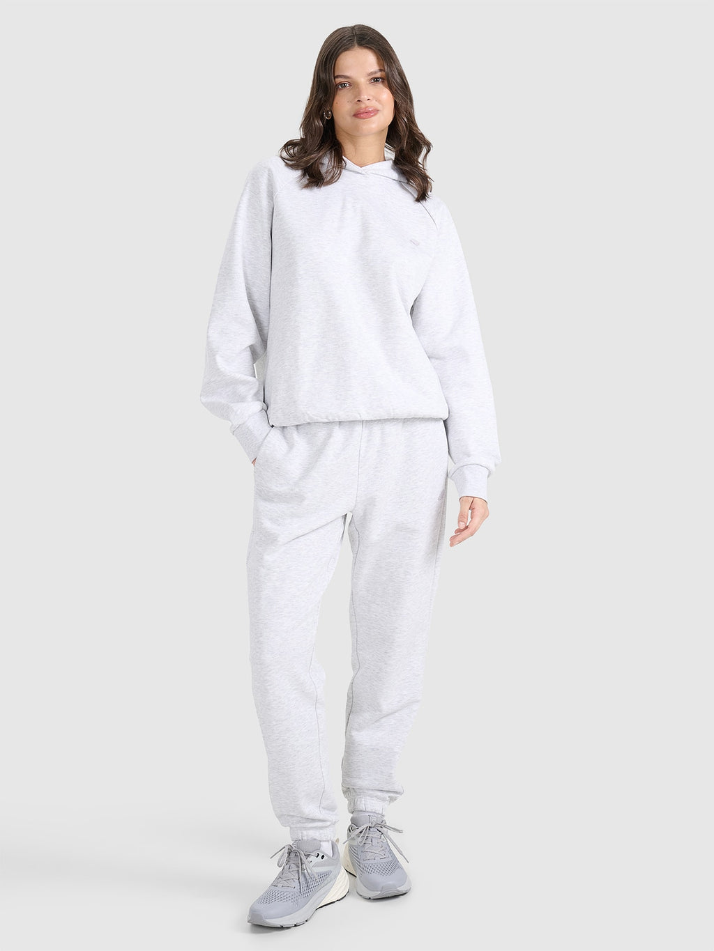 4F Szara Bluza Damska Sportowa z Kapturem Przez Głowę Oversize Unisex