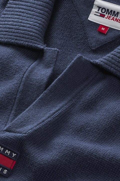 Sweter Męski Tommy Hilfiger Granatowy z Kołnierzykiem Oversize