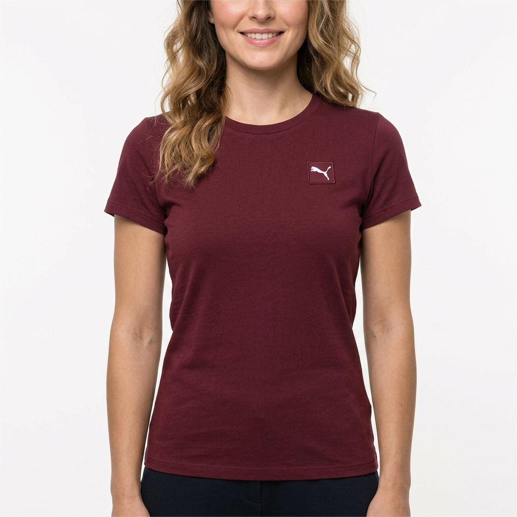 Koszulka Damska T-shirt Puma ESS Elevated Tee Burgund