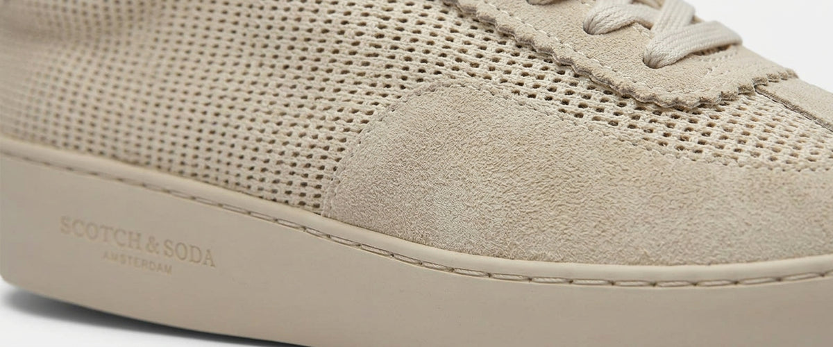 Scotch&Soda Nowe Zamszowe Sneakersy Męskie Beżowe Klasyczne Tkanina