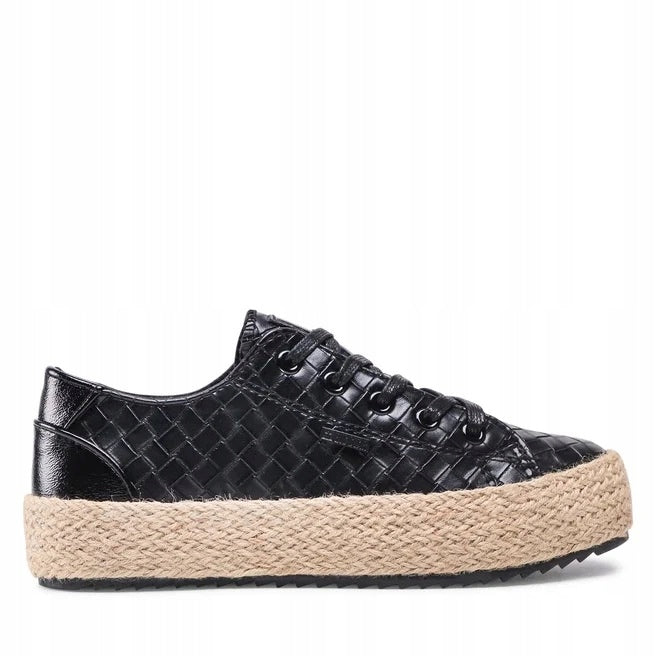 BIG STAR Buty Damskie Espadryle na Platformie Czarne JJ274396 Plecione r.38