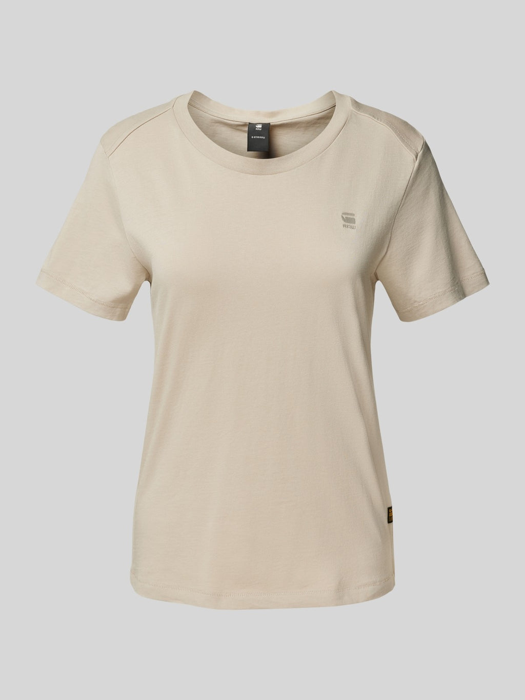 G-star Raw Beżowa Bluzka Damska T-shirt na Krótki Rękaw Logo Haft r.S