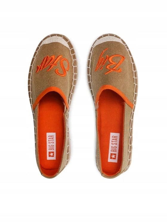 BIG STAR Espadryle Damskie Wsuwane Pleciona Podeszwa JJ274974 Camel