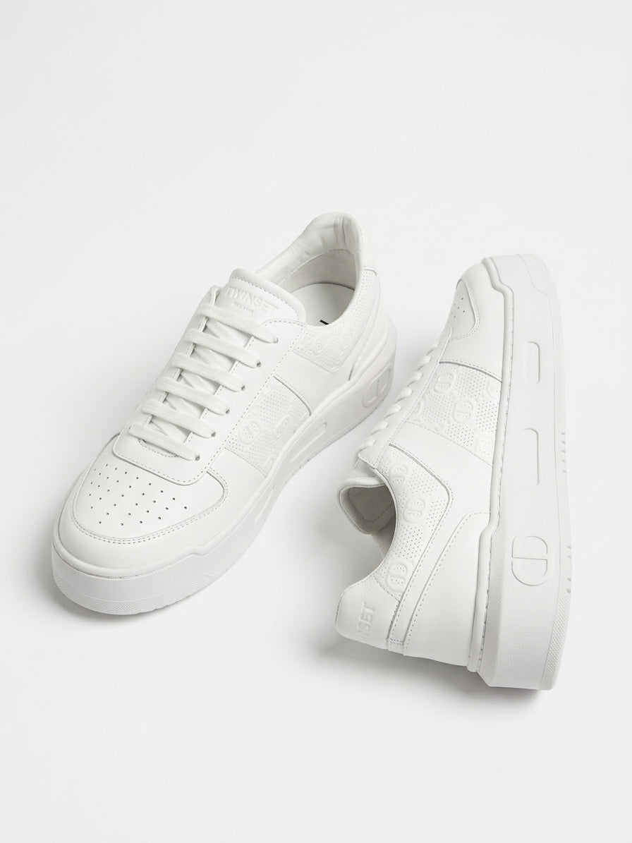Klasyczne Skórzane Buty Damskie Twinset Milano Bianco Białe
