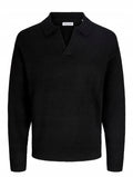 Jack&Jones Czarny Sweter Męski z Kołnierzykiem Długi Rękaw