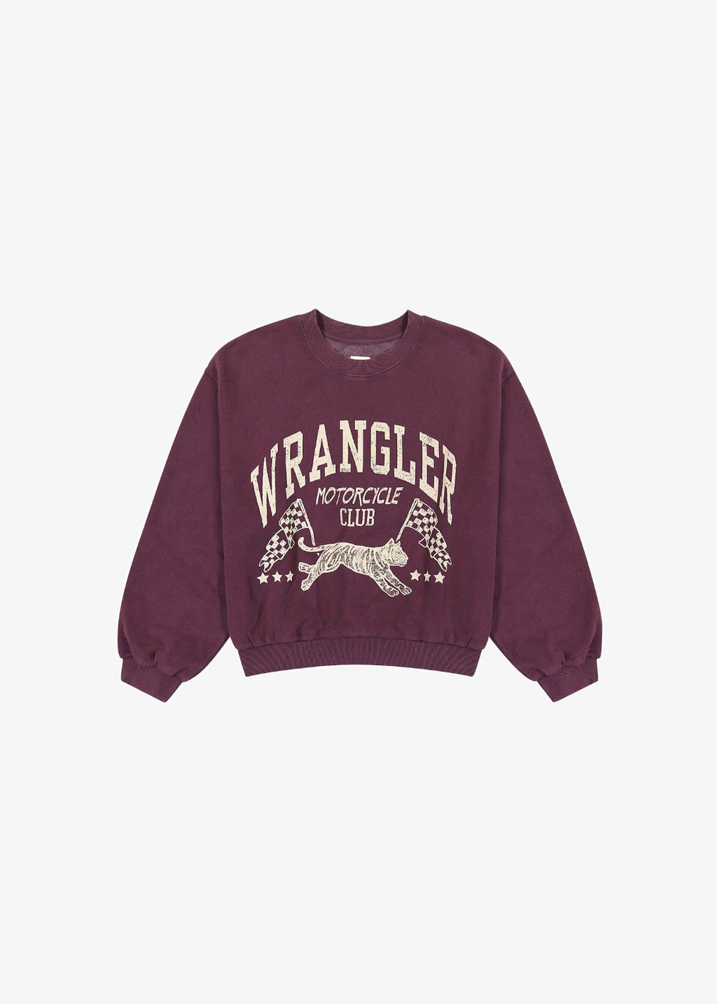 Wrangler Fioletowa Bluza Damska Przez Głowę Loose Fit Długi Rękaw Nadruk XS
