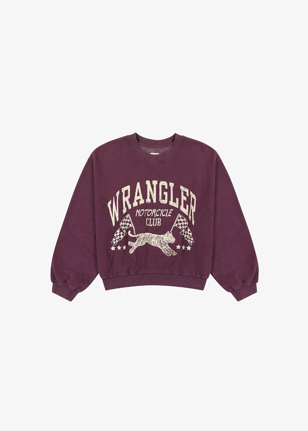 Wrangler Fioletowa Bluza Damska Przez Głowę Loose Fit Długi Rękaw Nadruk XS