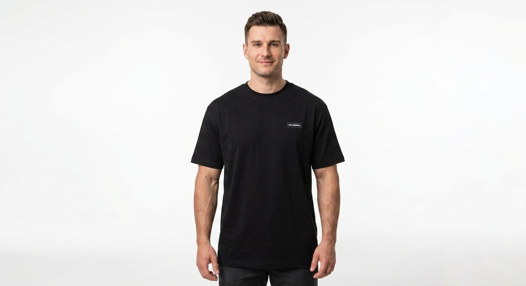 T-shirt Męski Karl Lagerfeld Bawełniany Czarny Okragly Dekolt