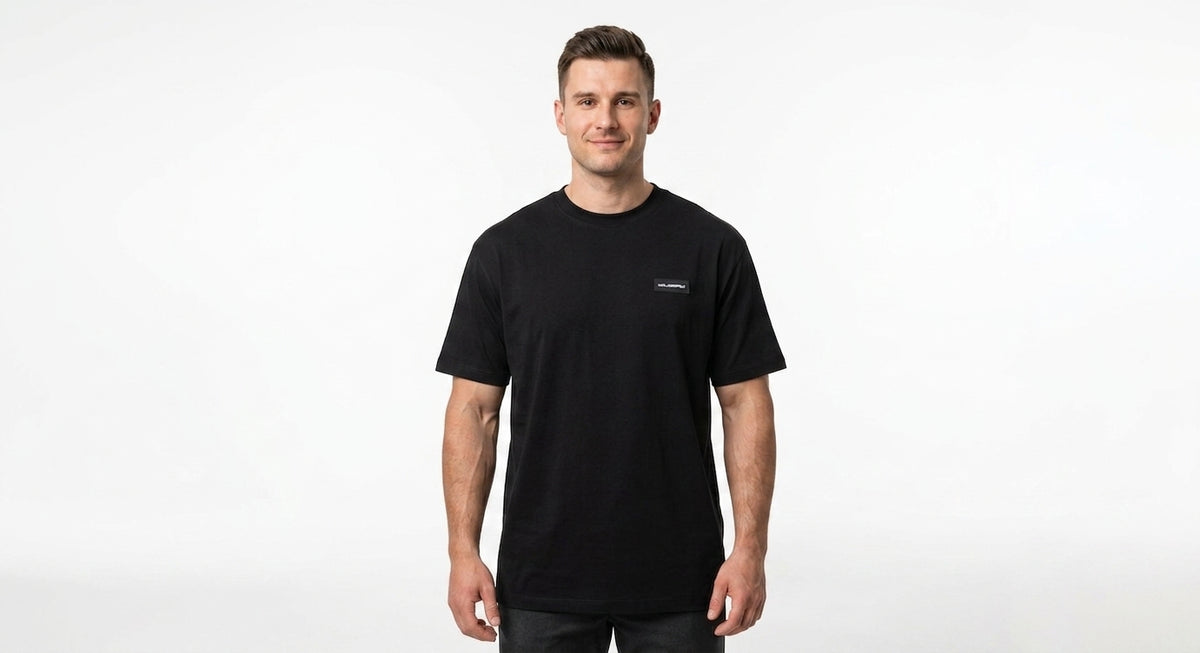 T-shirt Męski Karl Lagerfeld Bawełniany Czarny Okragly Dekolt