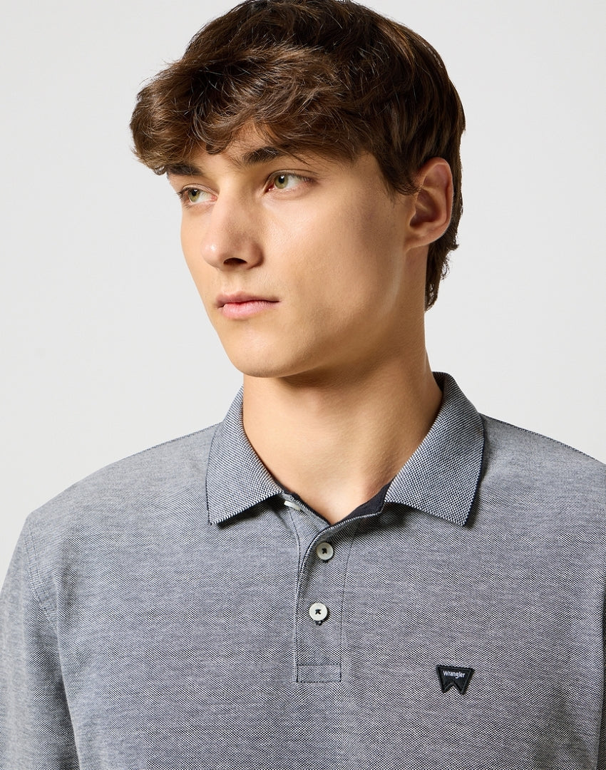 Wrangler Szara Koszulka Polo Męska na Długi Rękaw Ls Refined Polo r.M