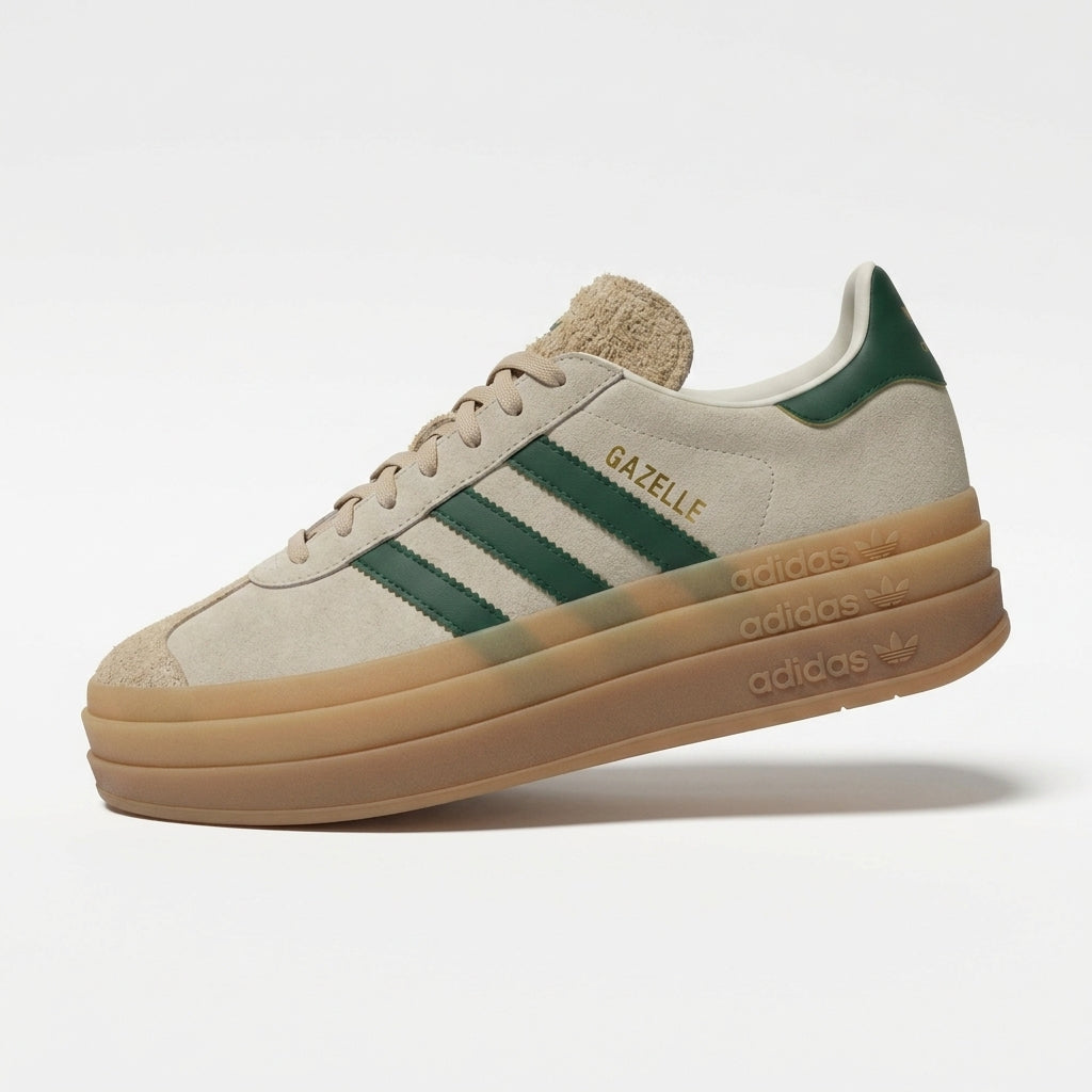 Buty Damskie Adidas Gazelle Bold Kremowe Zielone Beżowe