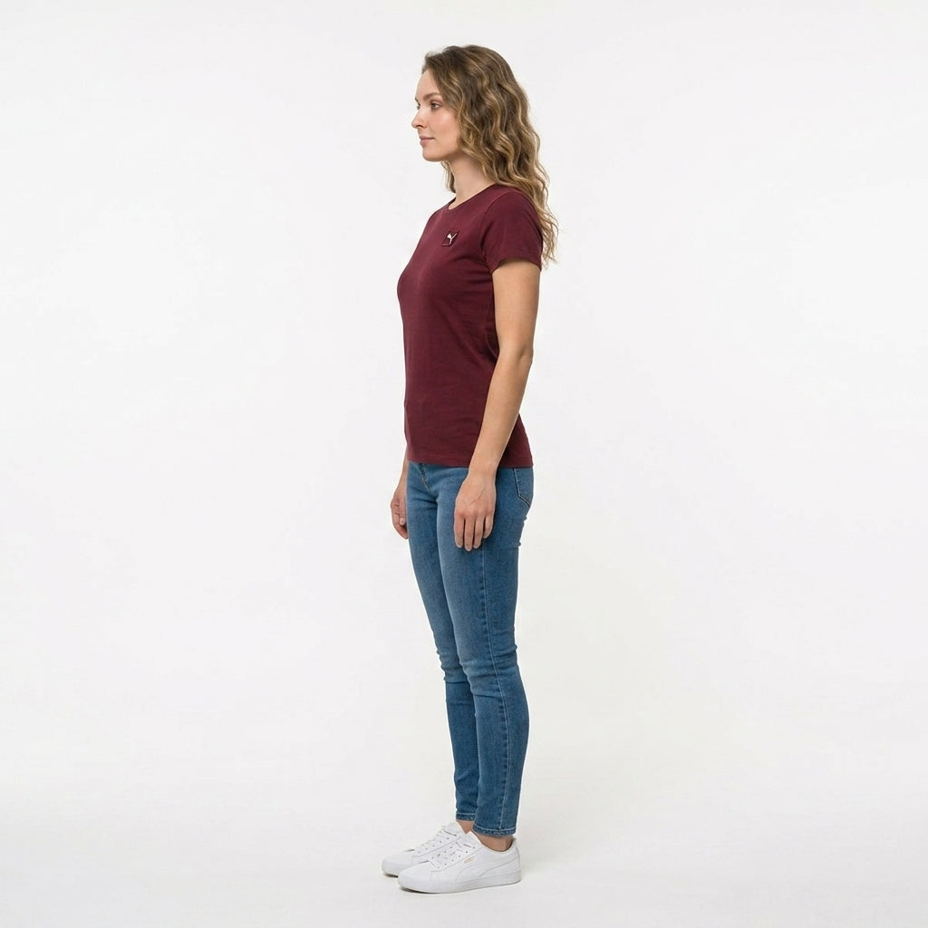Koszulka Damska T-shirt Puma ESS Elevated Tee Burgund