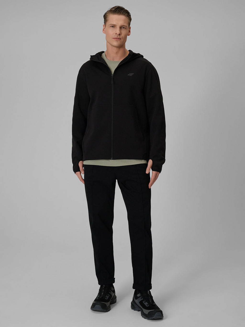 Bluza Męska 4F TSWSM2130 Sportowa Czarna Kaptur Rozpinana