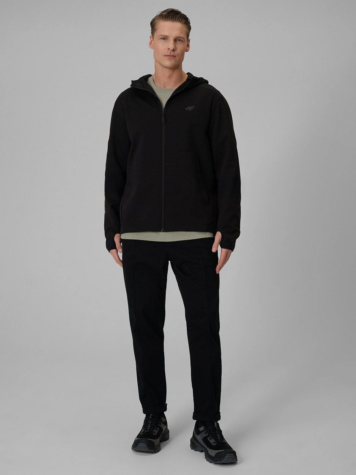Bluza Męska 4F TSWSM2130 Sportowa Czarna Kaptur Rozpinana