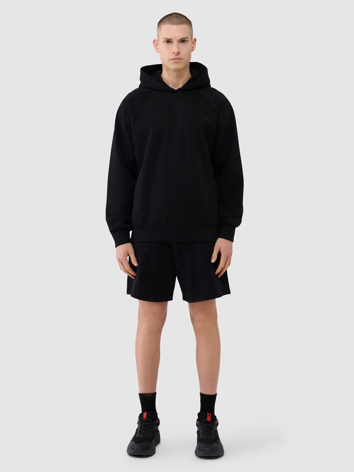 4F Czarna Bluza Sportowa z Kapturem Przez Głowę Oversize Unisex