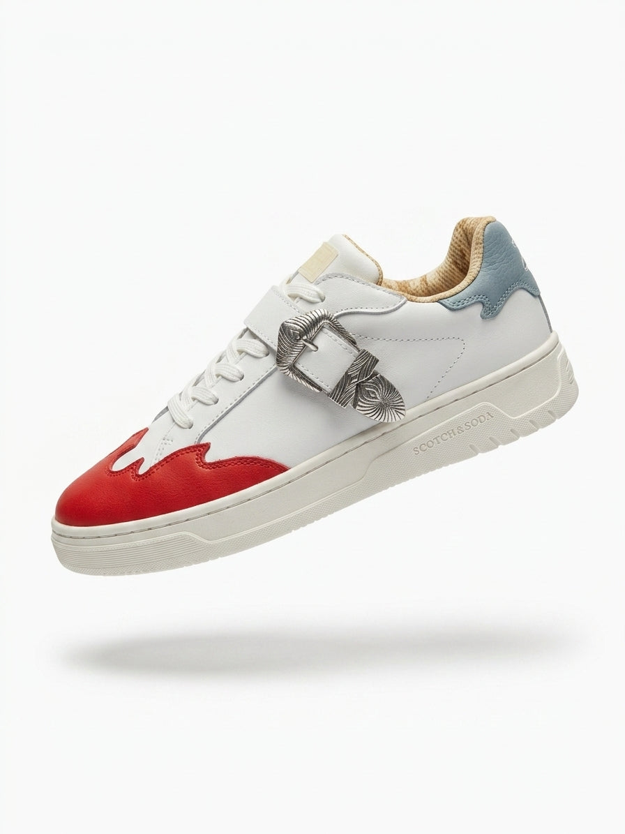Damskie Skórzane Sneakersy Scotch & Soda Elli Białe Multikolor