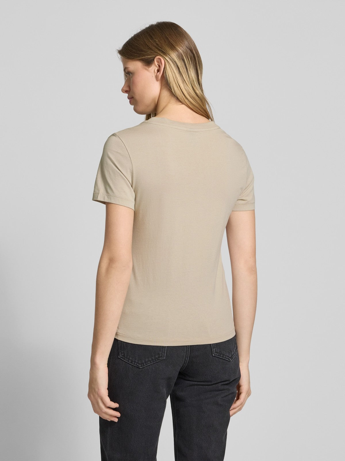 G-star Raw Beżowa Bluzka Damska T-shirt na Krótki Rękaw Logo Haft r.S