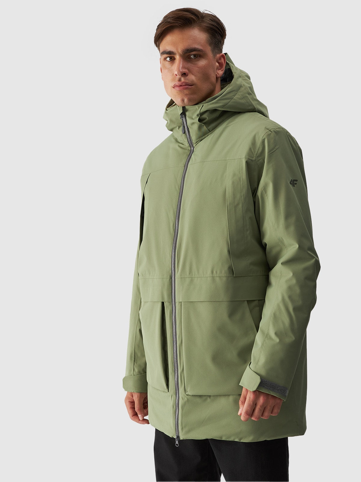 Kurtka Męska 4F M563 Zimowa Długa Regular Khaki Przejściowa