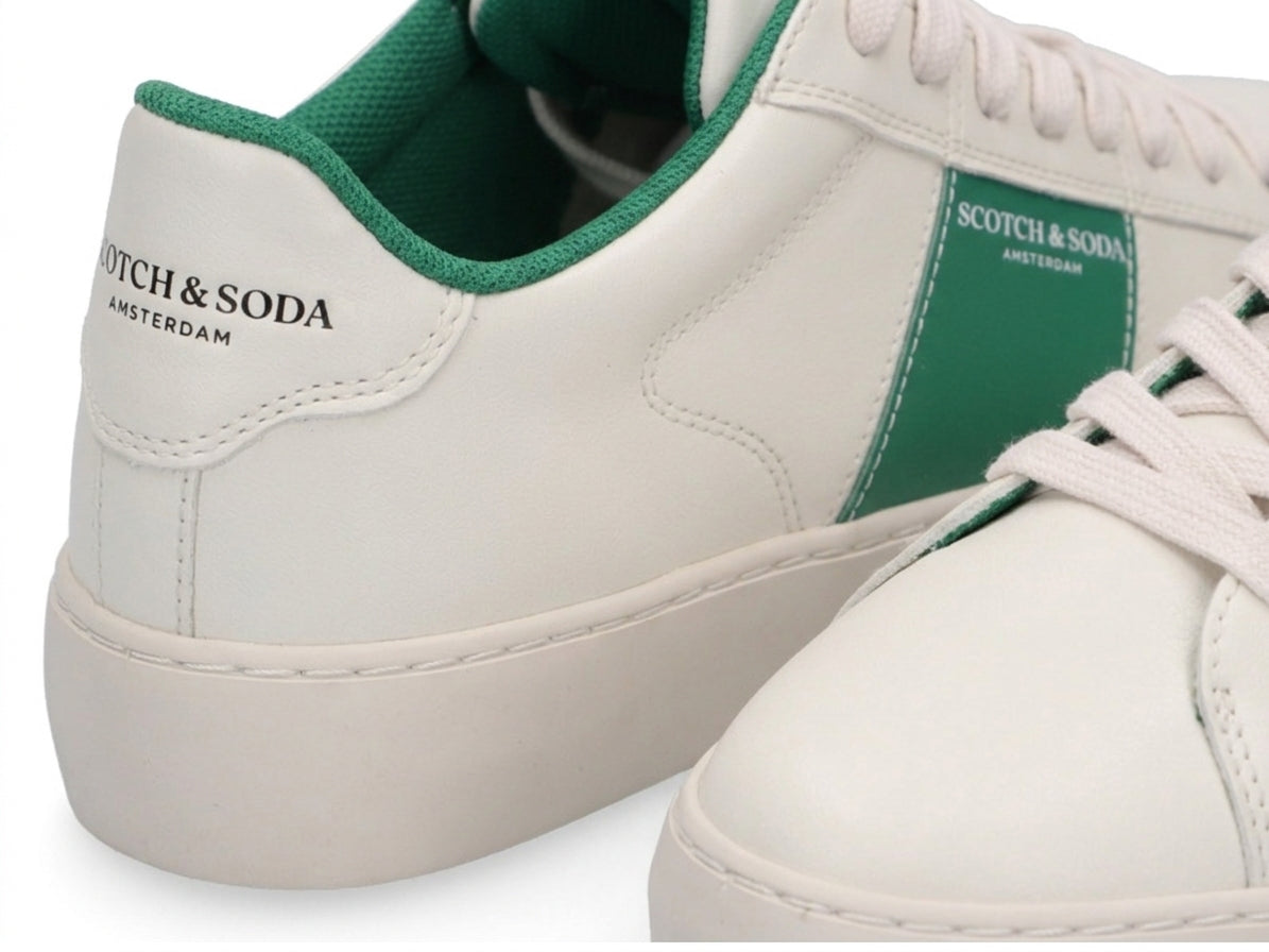 Sneakersy Męskie S159 Sportowe Kremowe Zielone Klasyczne