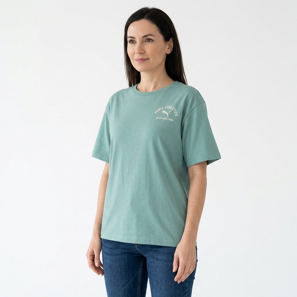 Koszulka Damska Puma CLASS Relaxed Tee Miętowa Bawłna Oversize