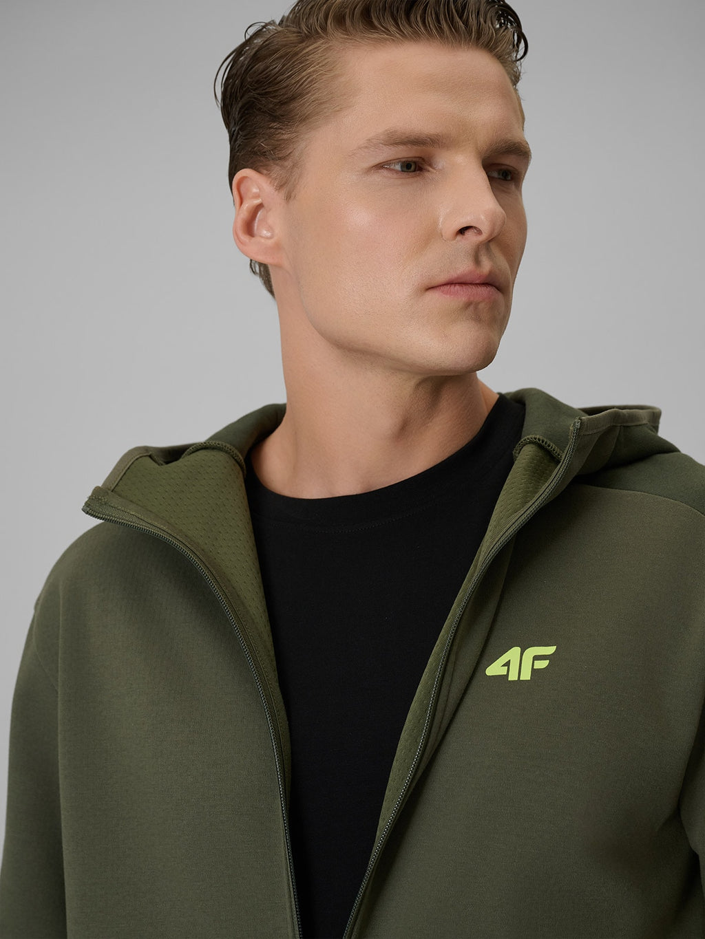 Bluza Męska Zielona 4F M2130 Sportowa Rozpinana Khaki Logo