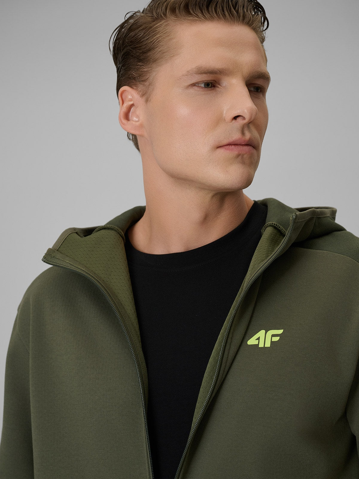 Bluza Męska Zielona 4F M2130 Sportowa Rozpinana Khaki Logo