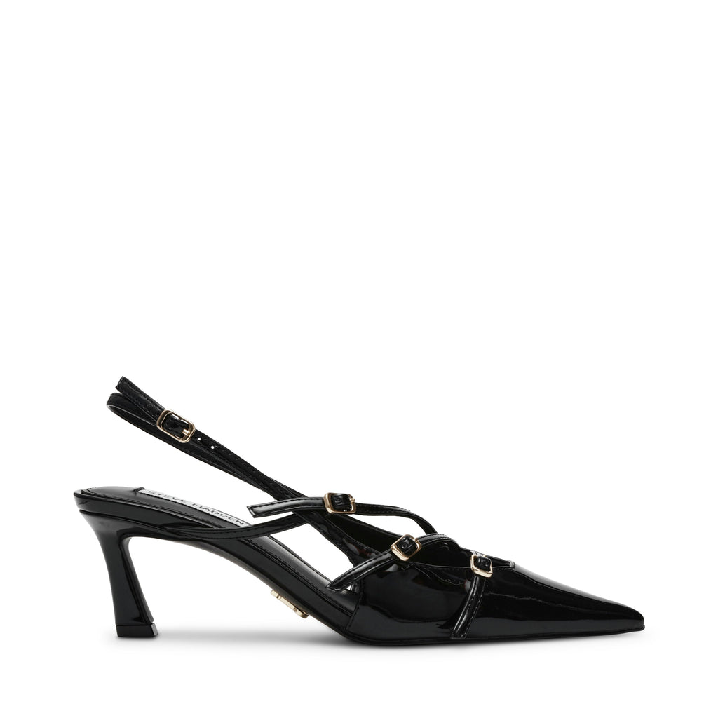 Czółenka damskie Steve Madden Liana slingback czarne lakierowane kitten heel