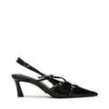 Czółenka damskie Steve Madden Liana slingback czarne lakierowane kitten heel