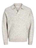 Jack&Jones Szary Sweter Męski z Kołnierzykiem Dekolt V Przez Głowę Ciepły