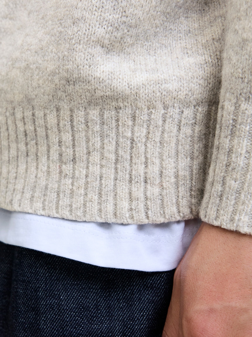 Jack&Jones Szary Sweter Męski z Kołnierzykiem Dekolt V Przez Głowę Ciepły