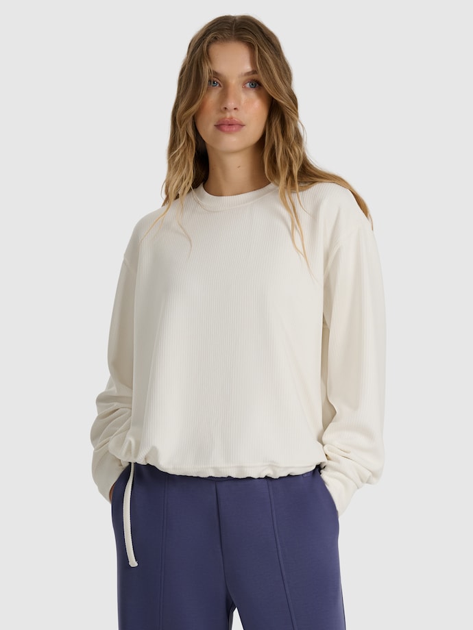 Bluza damska 4F F1837 sportowa biała prążłowana nierozpinana