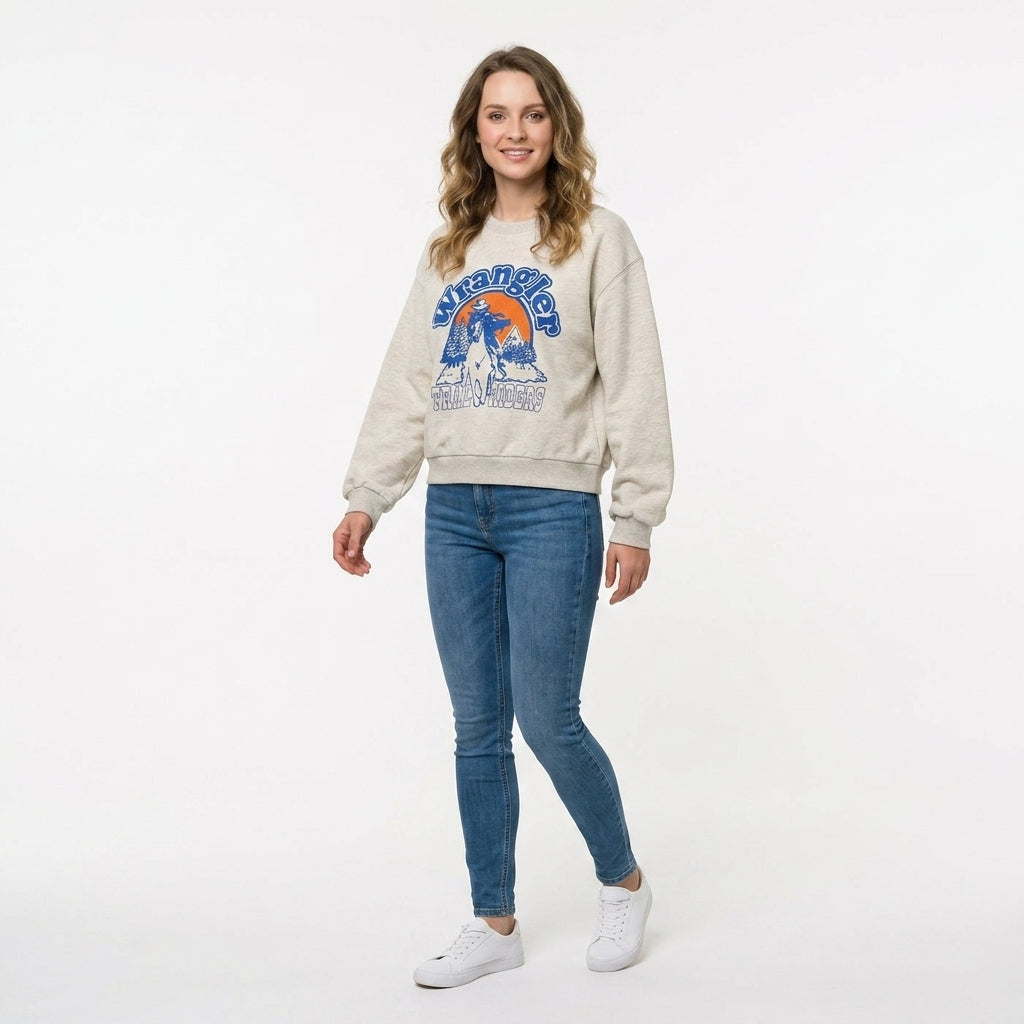 Bluza Damska Wrangler Oversized Sweat Luźna Beżowa