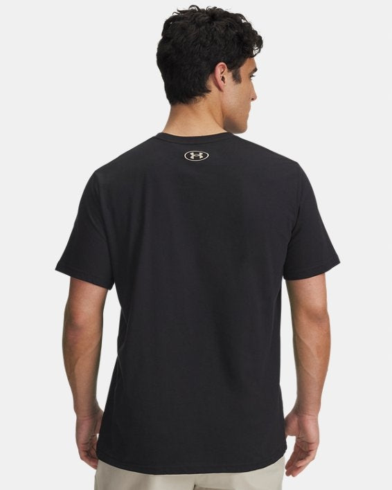 Under Armour Czarny Męski T-shirt Koszulka na Krótki Rękaw Left Chest r.S