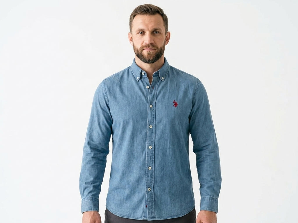 Męska Koszula Jeansowa U.S. Polo Assn. Evan W Kolorze Niebieskim